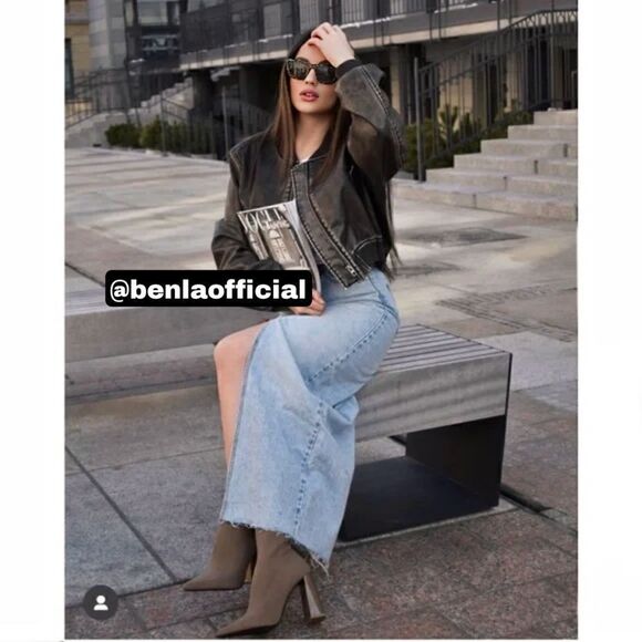 Zara DENIM SKIRT TRF LONG SKIRT DENIM - Picture 11 of 14